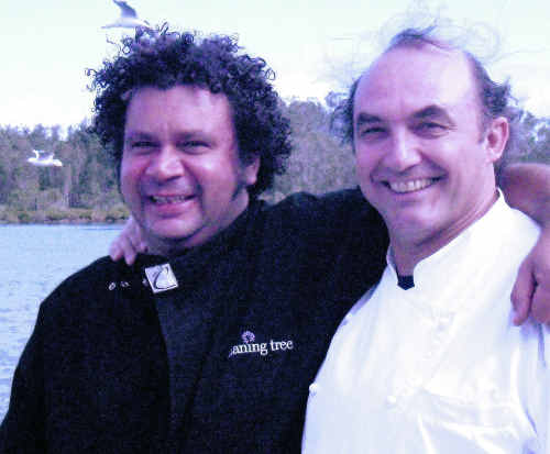 Jaaning Tree’s Clayton Donovan with celebrity chef Stephano Manfredi at the launch of the North Coast Innovation Festival at Nambucca.
